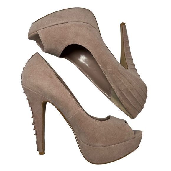 Taupe Open Toe High Heels Charlotte Russe Womens Size 7 - Picture 2 of 12